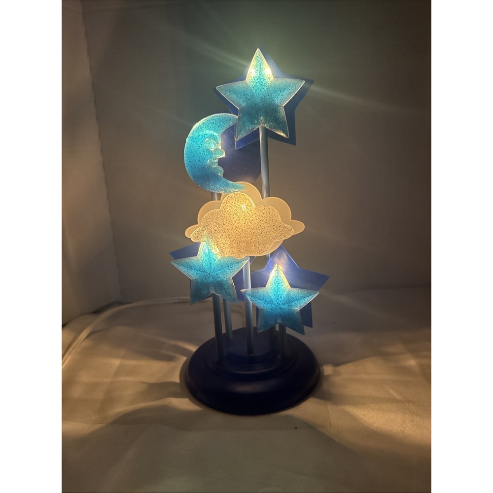 90's NeoGlo Celestial Moon Stars Acrylic Glow Lights Blue Y2K Whimsigoth Kidcore